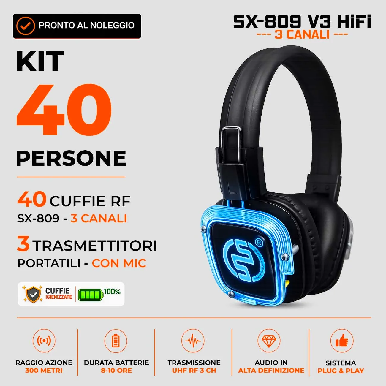 KIT 40 Cuffie + Mic | SX809