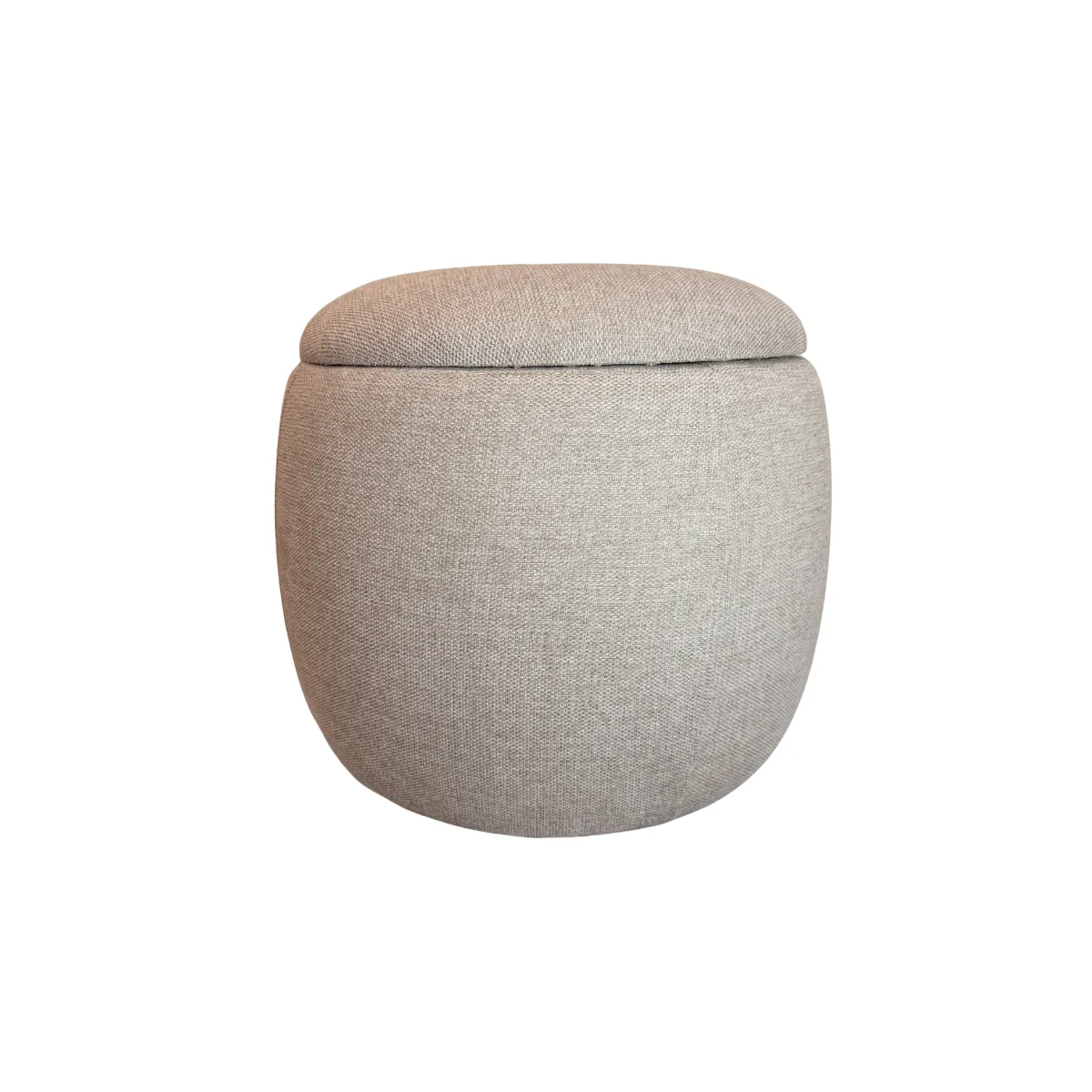 IVORY ROUND STORAGE OTTOMAN