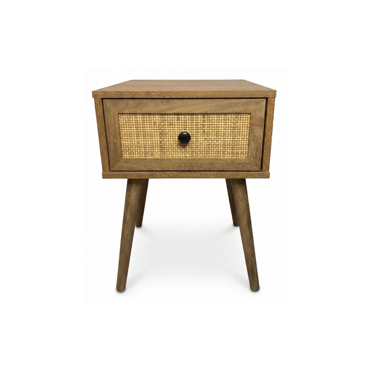 LIGHT WOOD RATTAN NIGHT STAND