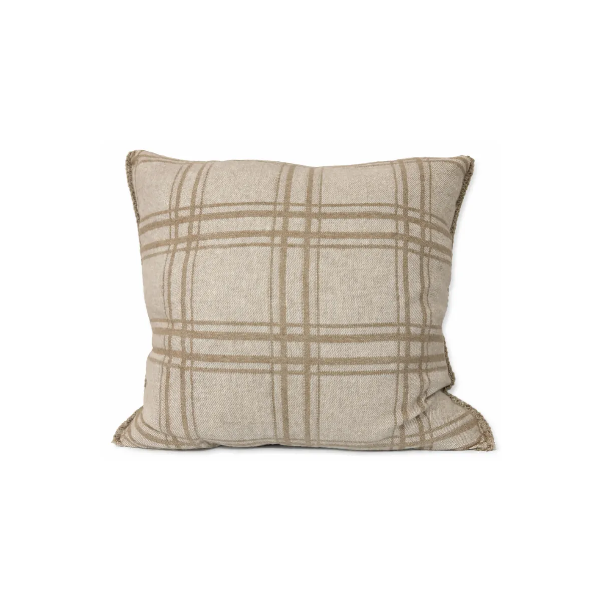BROWN PLAID THROW PILLOW