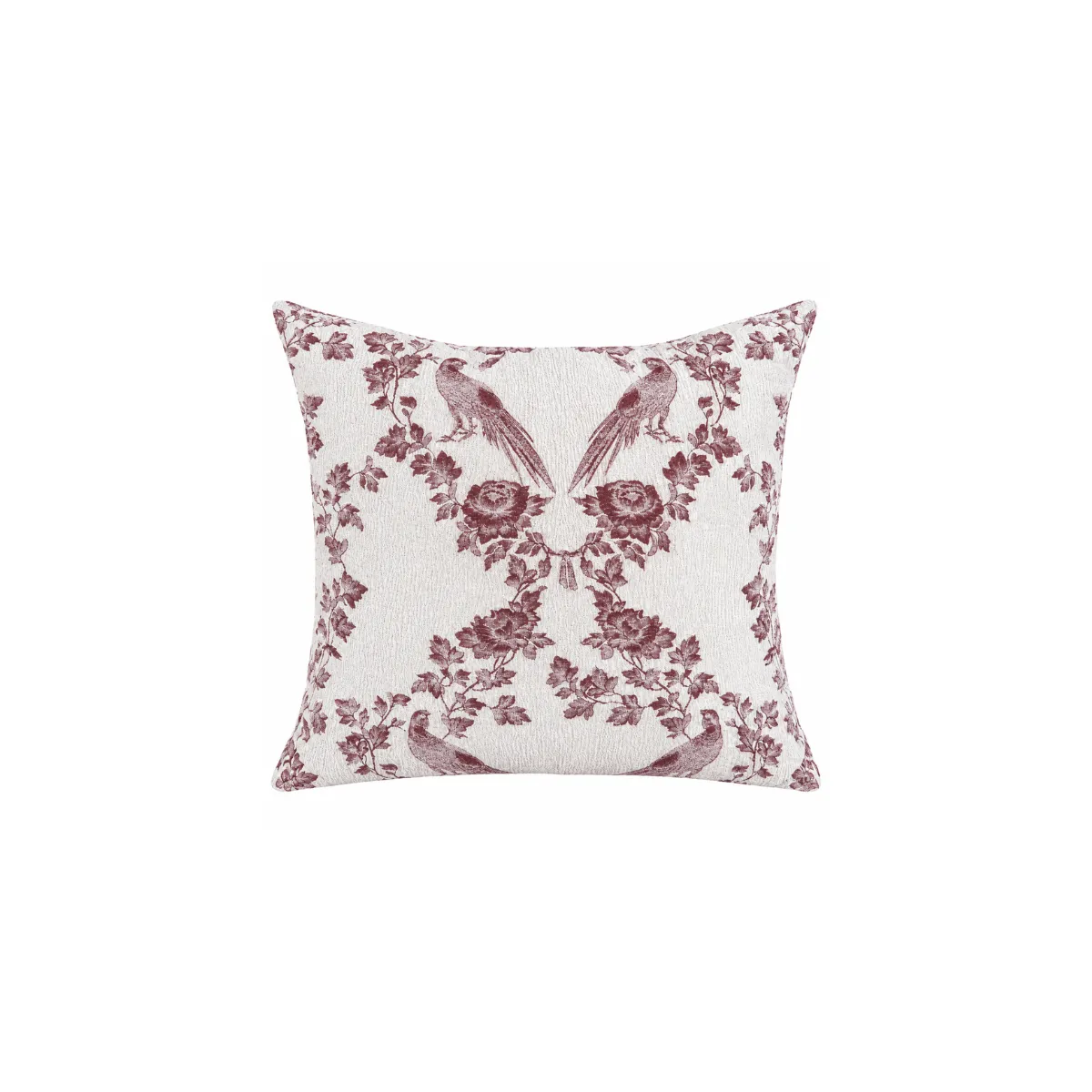 20"x20" THROW PILLOW - BURGUNDY - VINTAGE TOILE