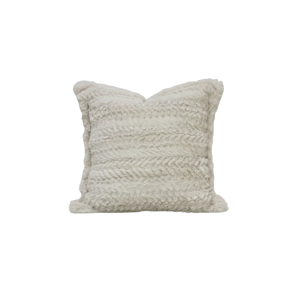 24" Square Throw Pillow - Cream Faux Fur
