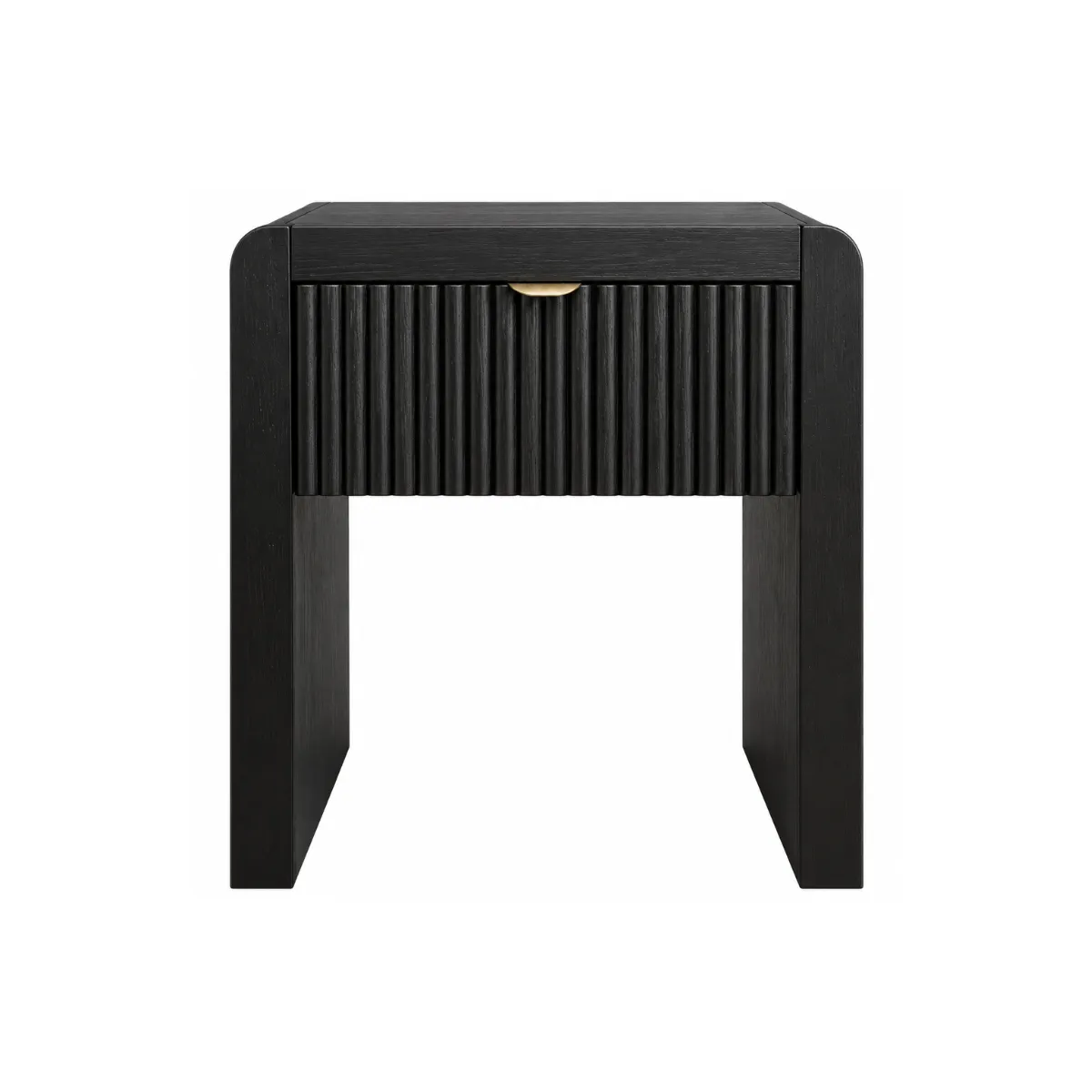 NIGHTSTAND - BLACK - FLUTED DRAWER