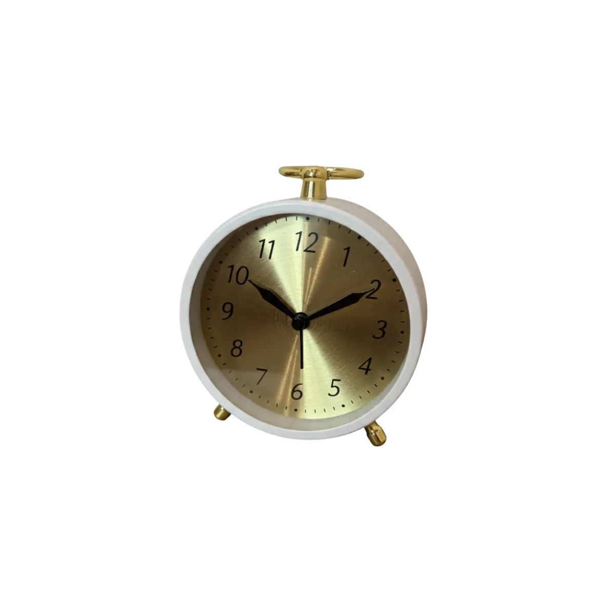 DECORATIVE WHITE AND GOLD ALARM CLOCK