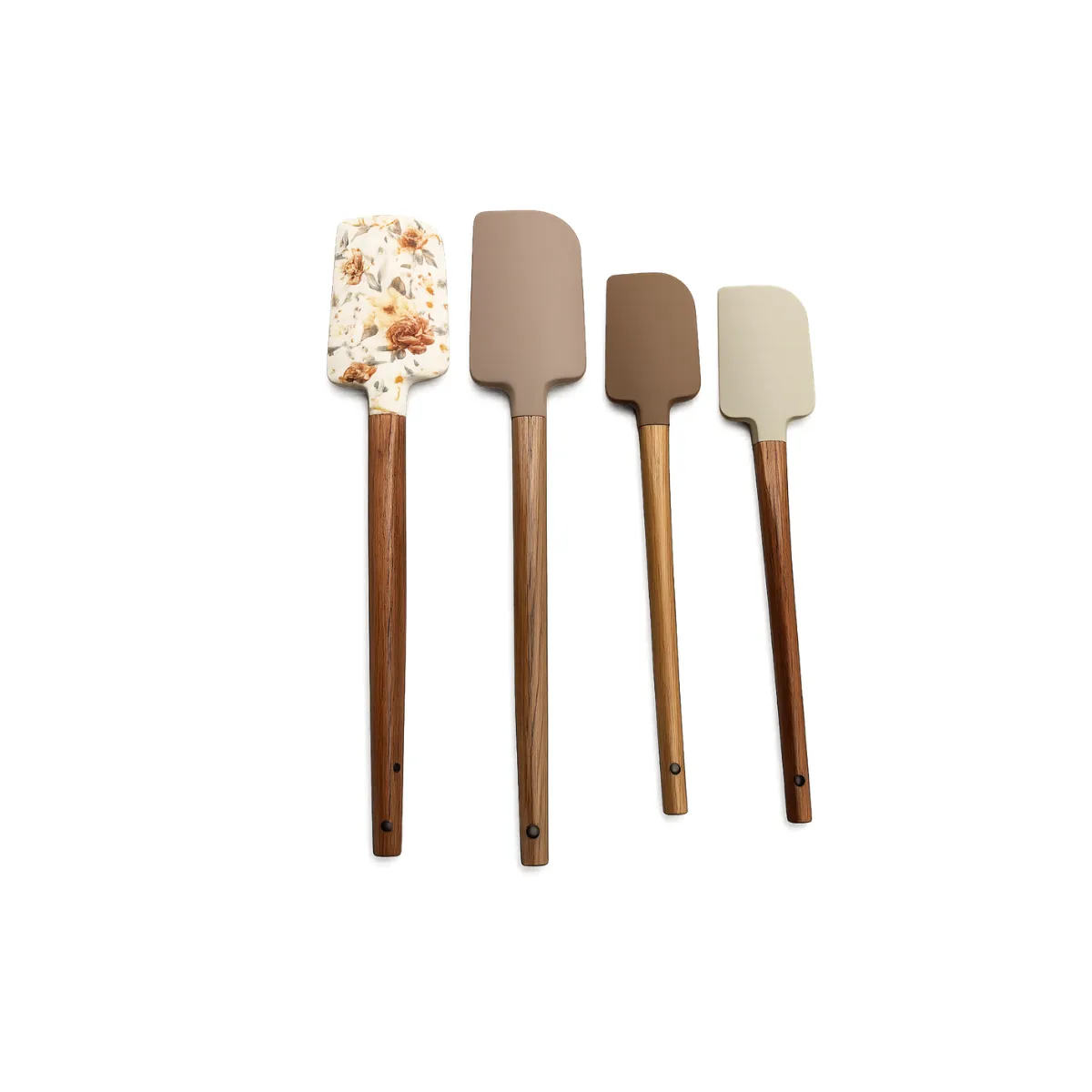 COLORFUL SILICONE SPATULAS WITH WOODEN HANDLES