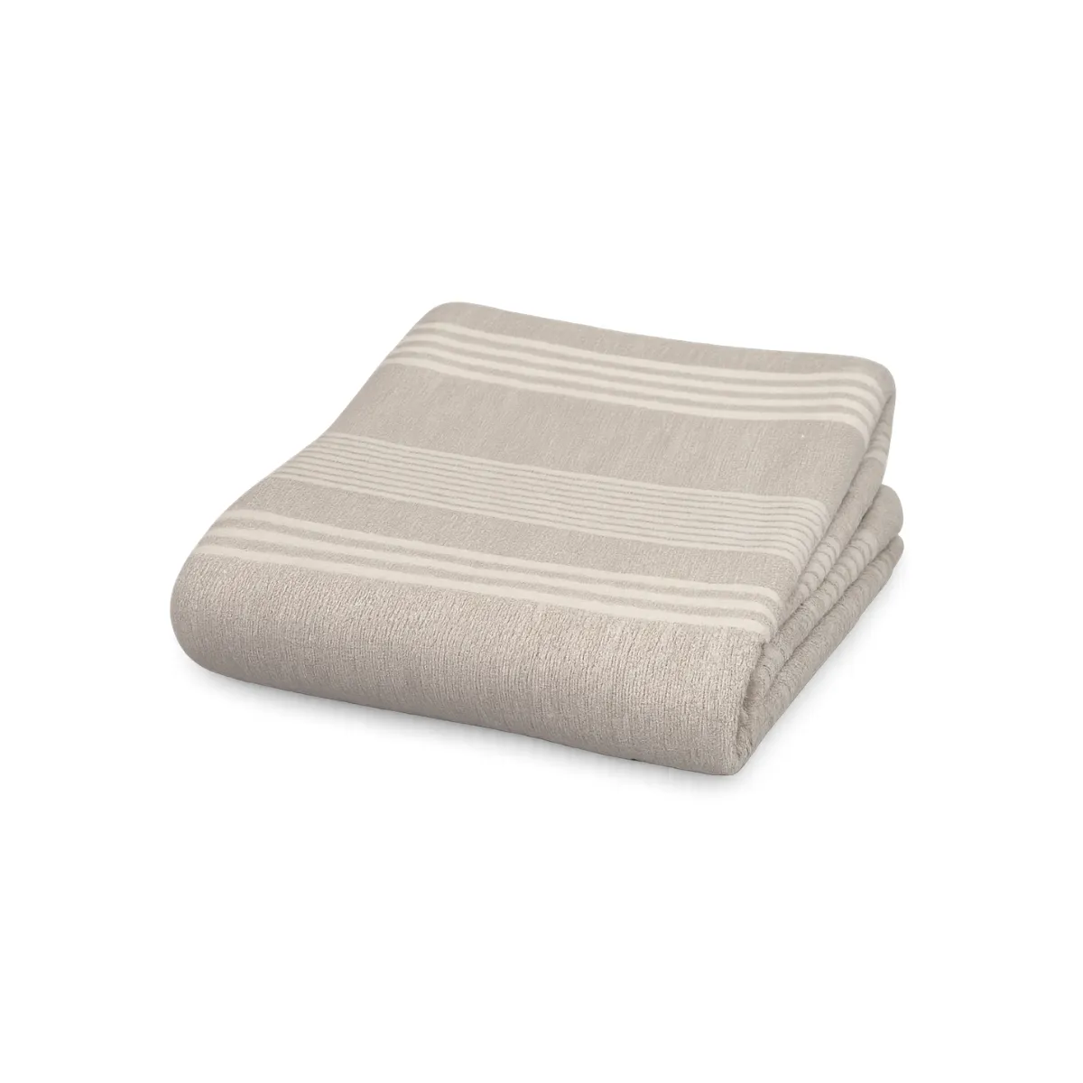 STRIPED BEIGE WOVEN QUEEN SIZE BLANKET