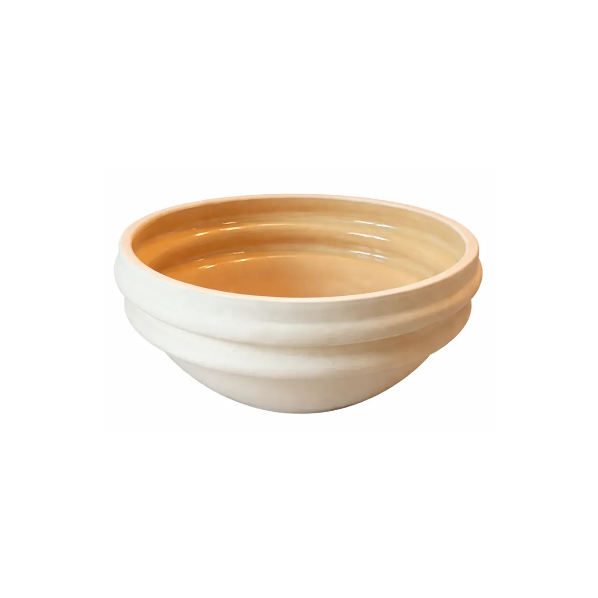 LARGE WHITE DECORATIVE RIBBED BOWL