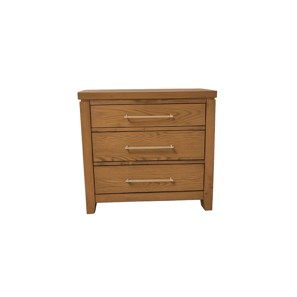 THREE-DRAWER OAK NIGHTSTAND