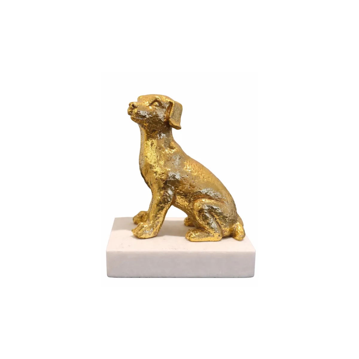 GOLD DOG SCULPTURE FACING LEFT