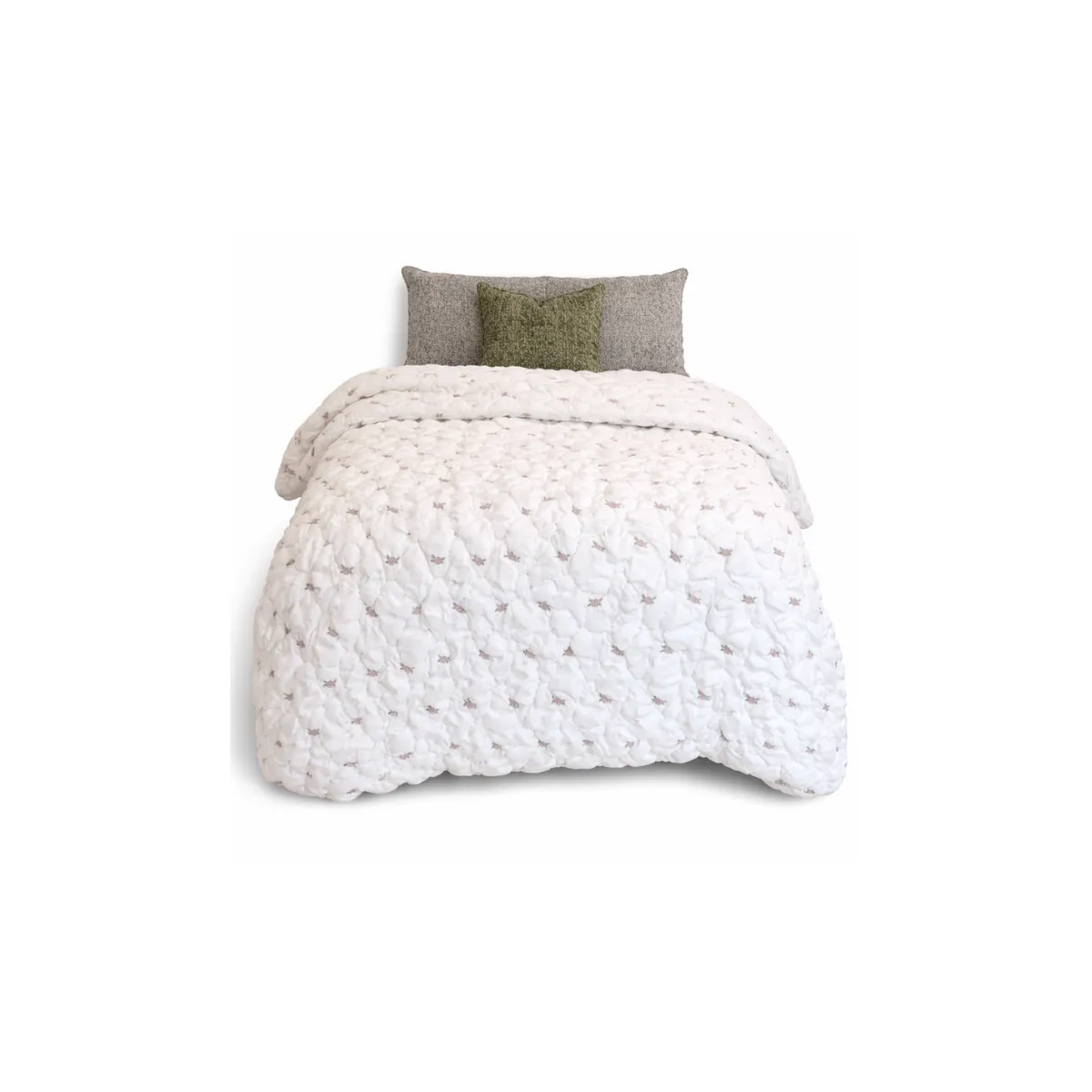 TWIN SIZE COMFORTER WHITE WITH TINY PINK ROSES