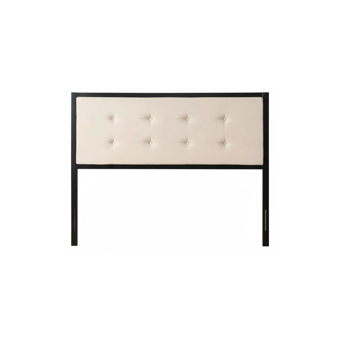 Button Tufted Taupe Upholstered Metal Headboard (Full size)