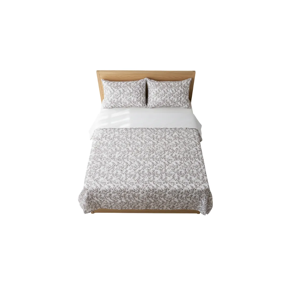 Queen sheet set white with plum filigree