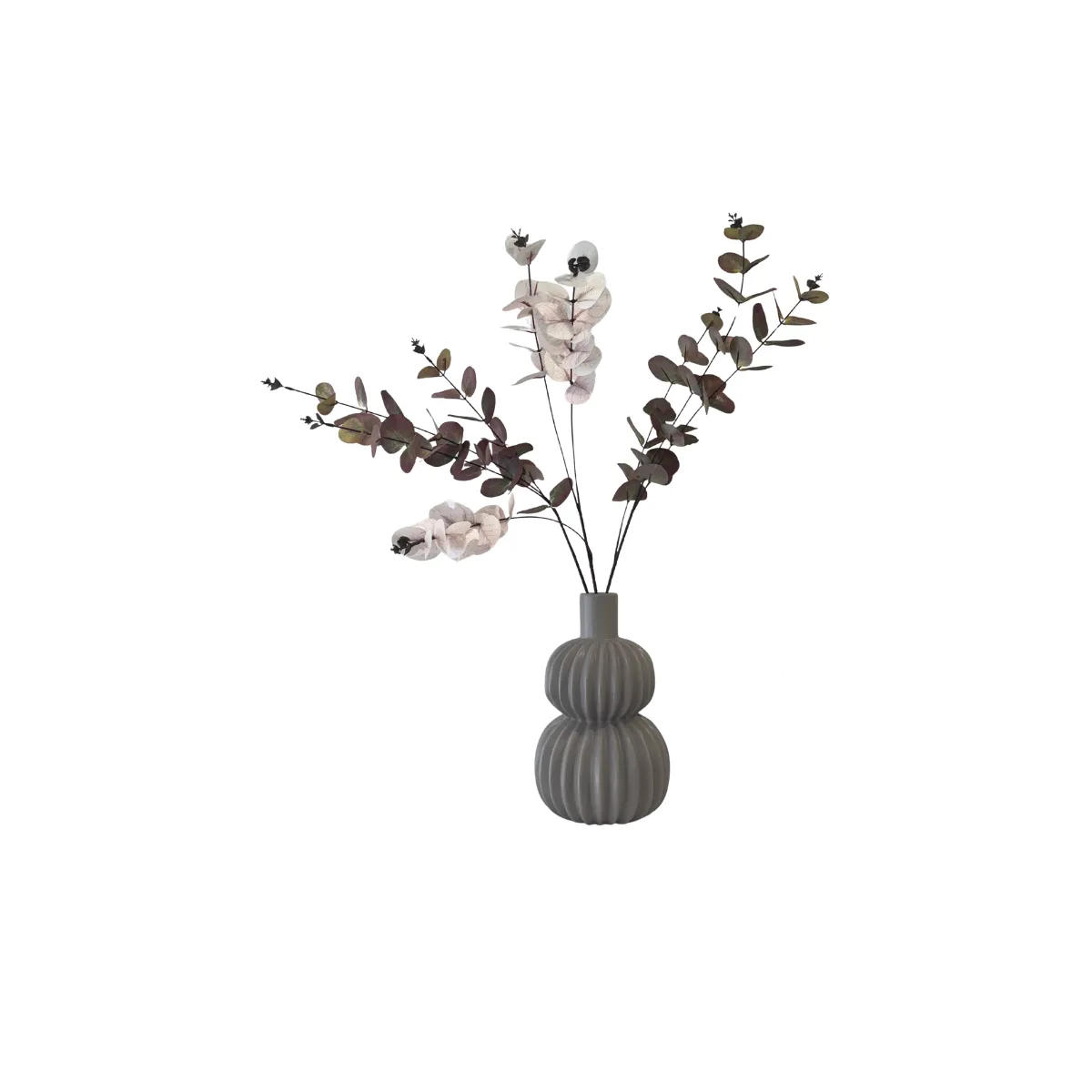 Taupe Ribbed Vase with Florals (removeable)