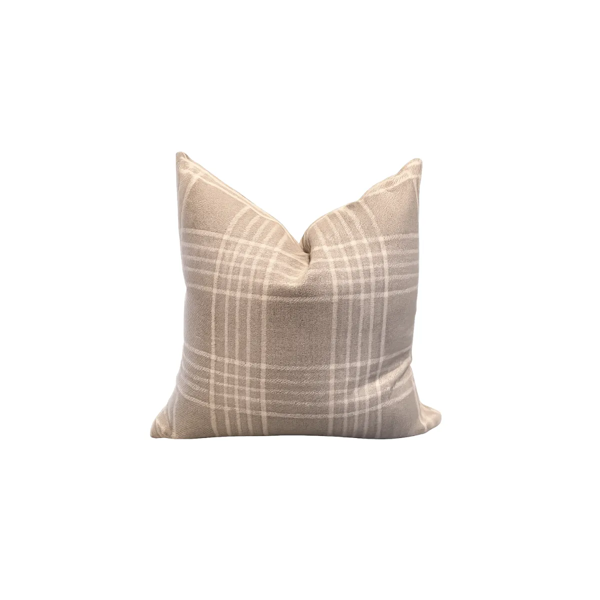 BEIGE PLAID THROW PILLOW