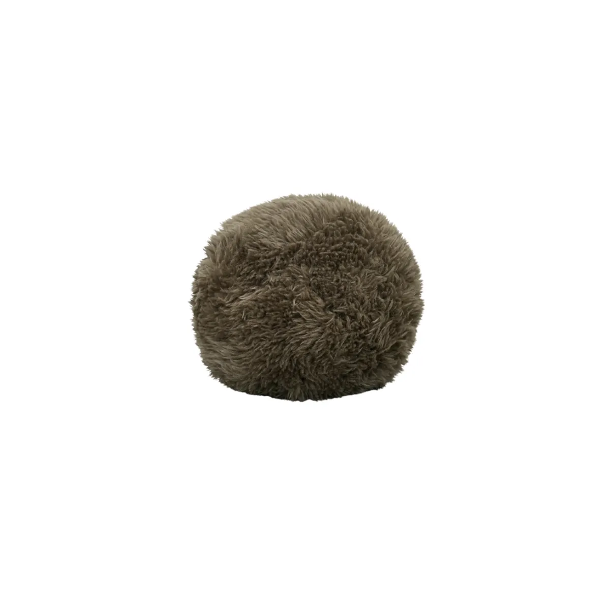 Round faux fur accent pillow brown 16”