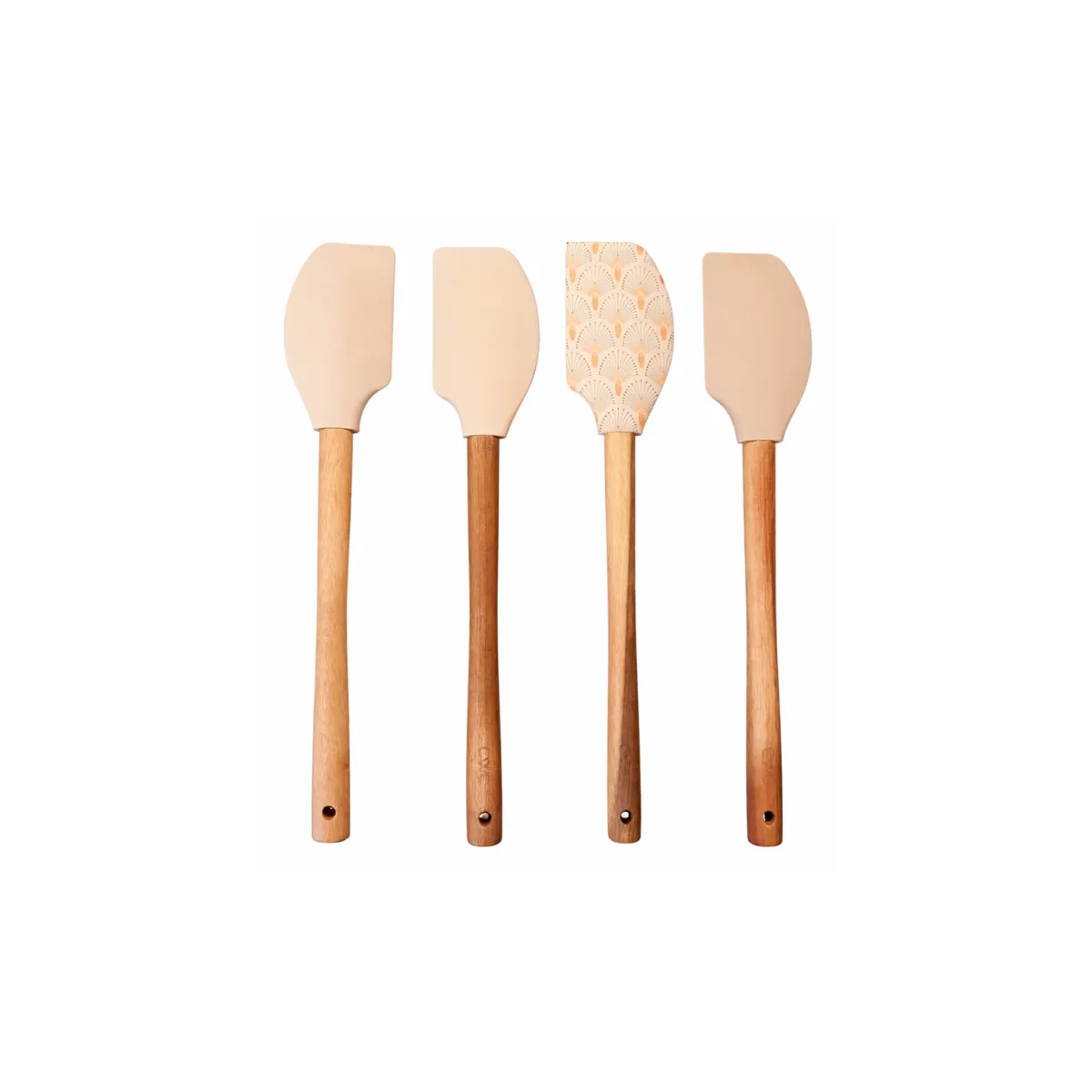  WOOD HANDLE SILICONE SPATULA SET