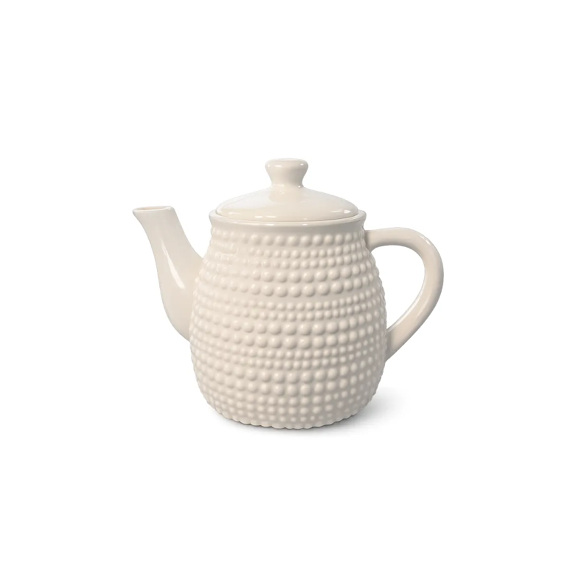 WHITE HOBNAIL CERAMIC TEAPOT