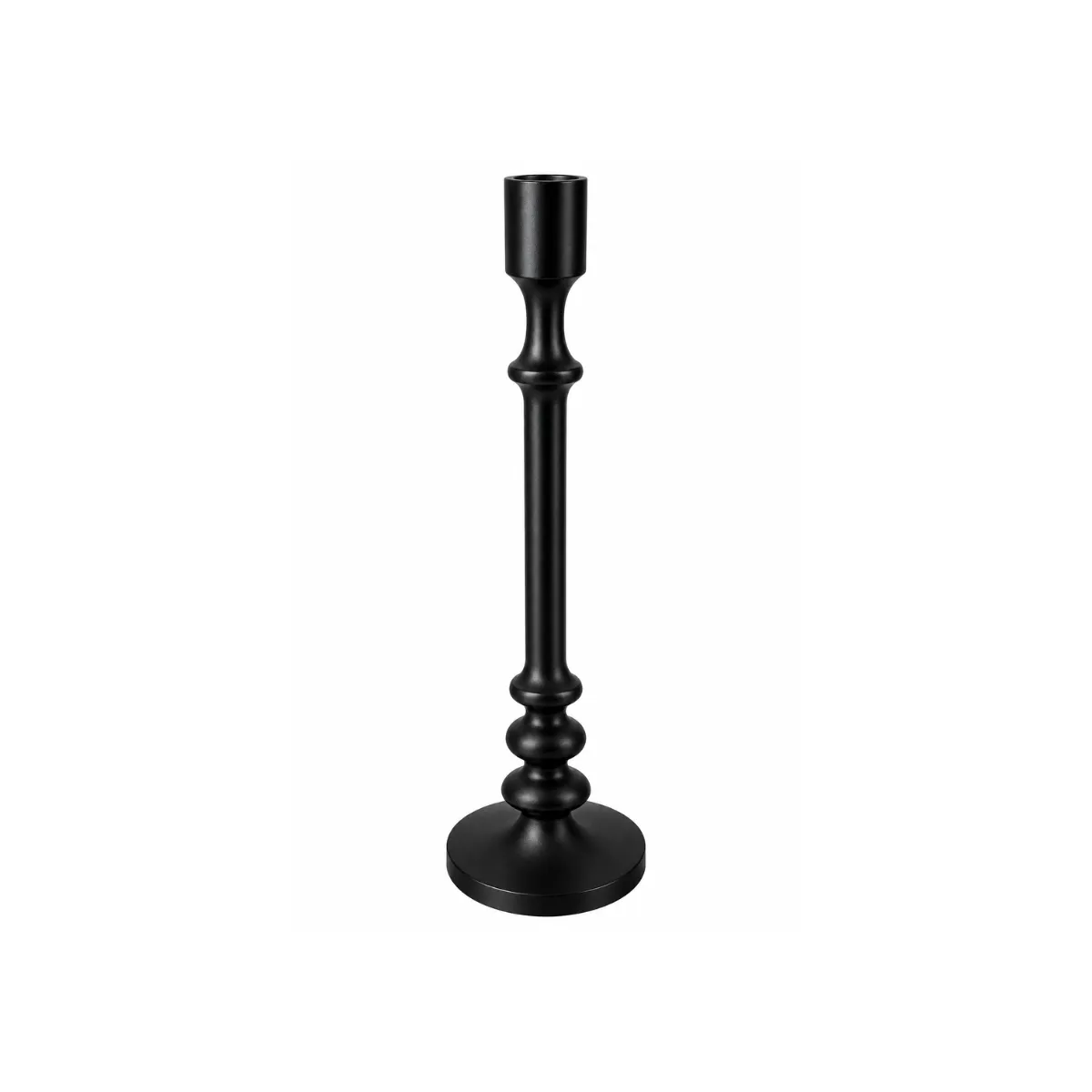 15"H CANDLESTICK - MATTE BLACK - CLASSIC TURNED DESIGN