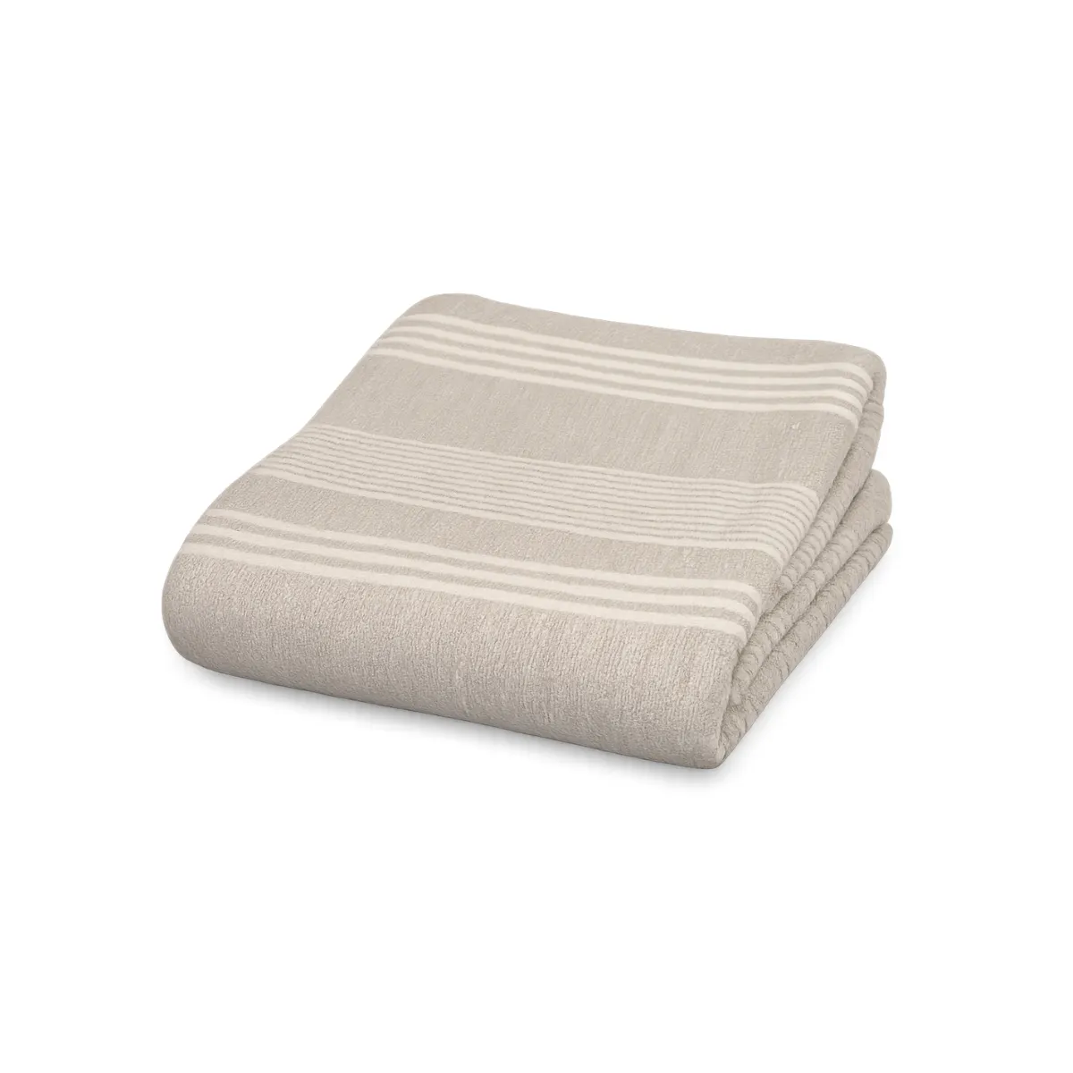 STRIPED BEIGE WOVEN KING SIZE BLANKET
