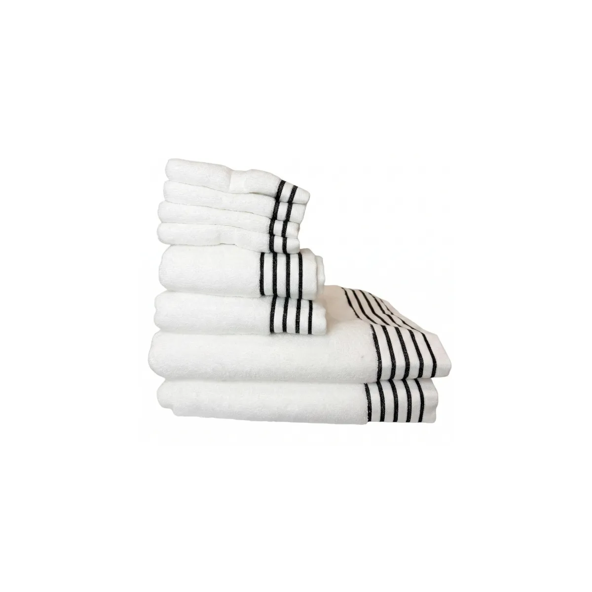 WHITE & BLACK STRIPE TOWEL SET