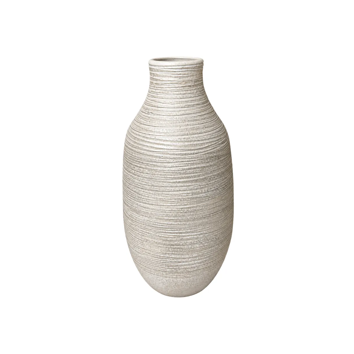 16"H VASE - OFF-WHITE - RIBBED CERAMIC