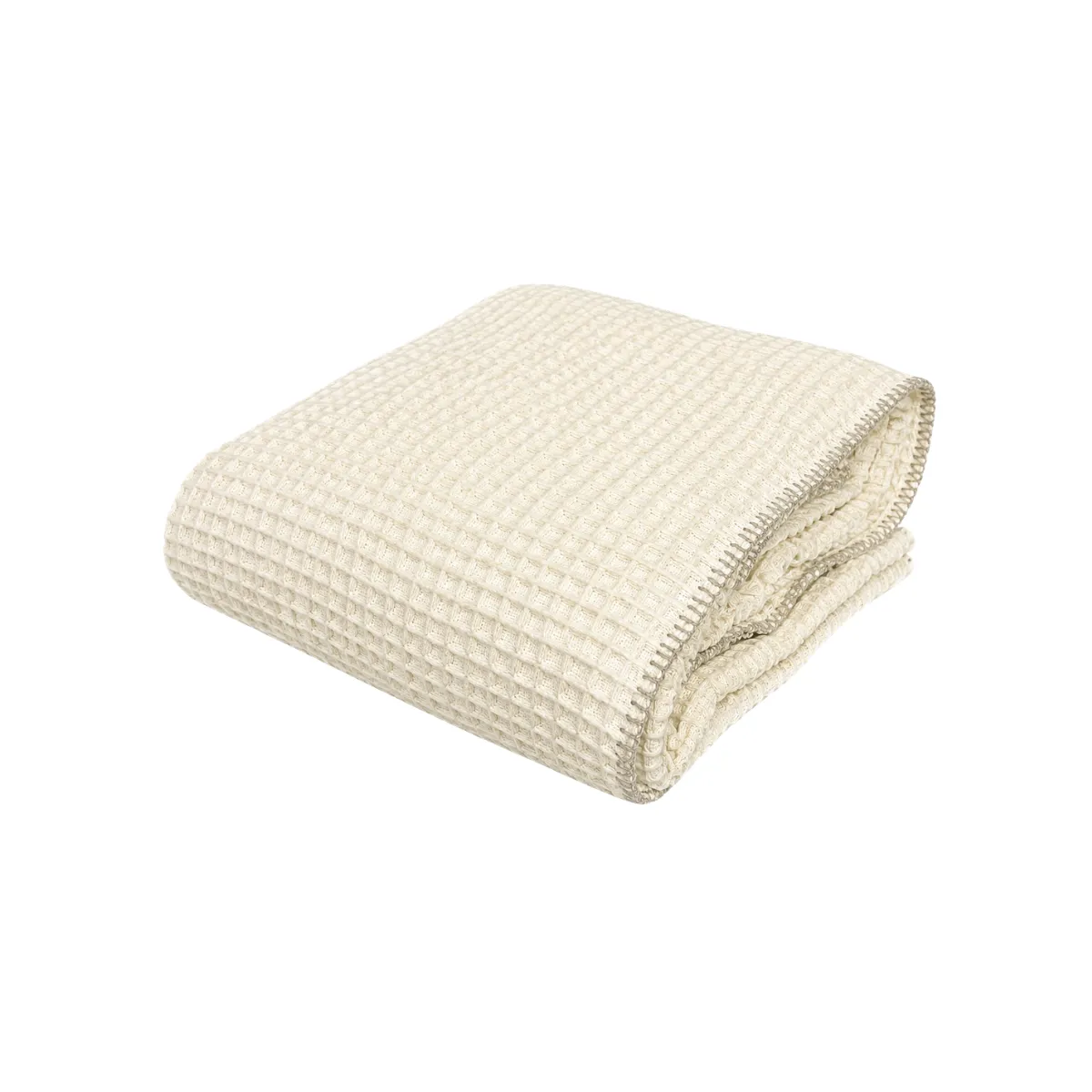 CREAM TEXTURED WAFFLE KING BLANKET