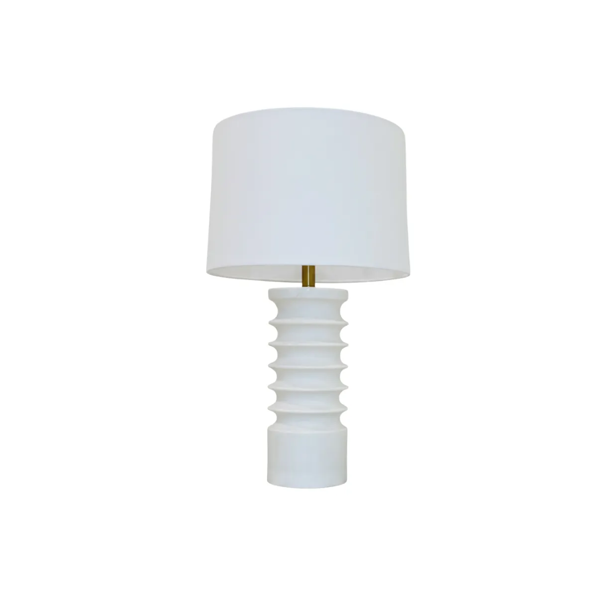 WHITE RIBBED CYLINDER TABLE LAMP