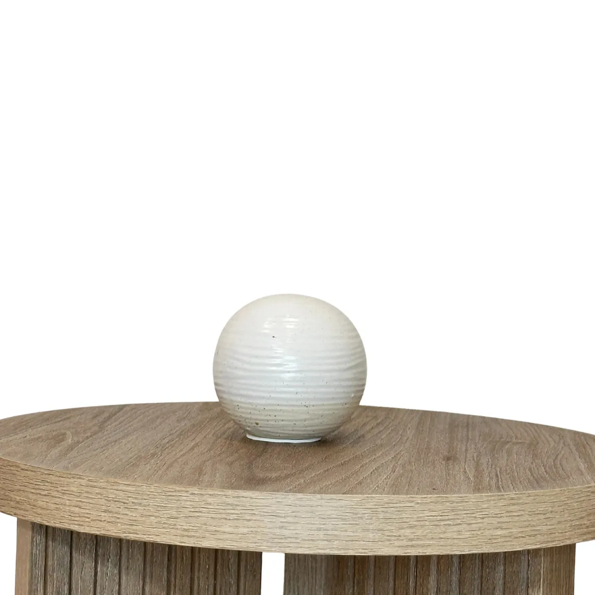 Ribbed White Ceramic Decorative Sphere