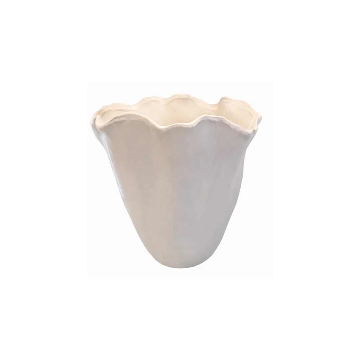 WHITE WAVY EDGE  VASE
