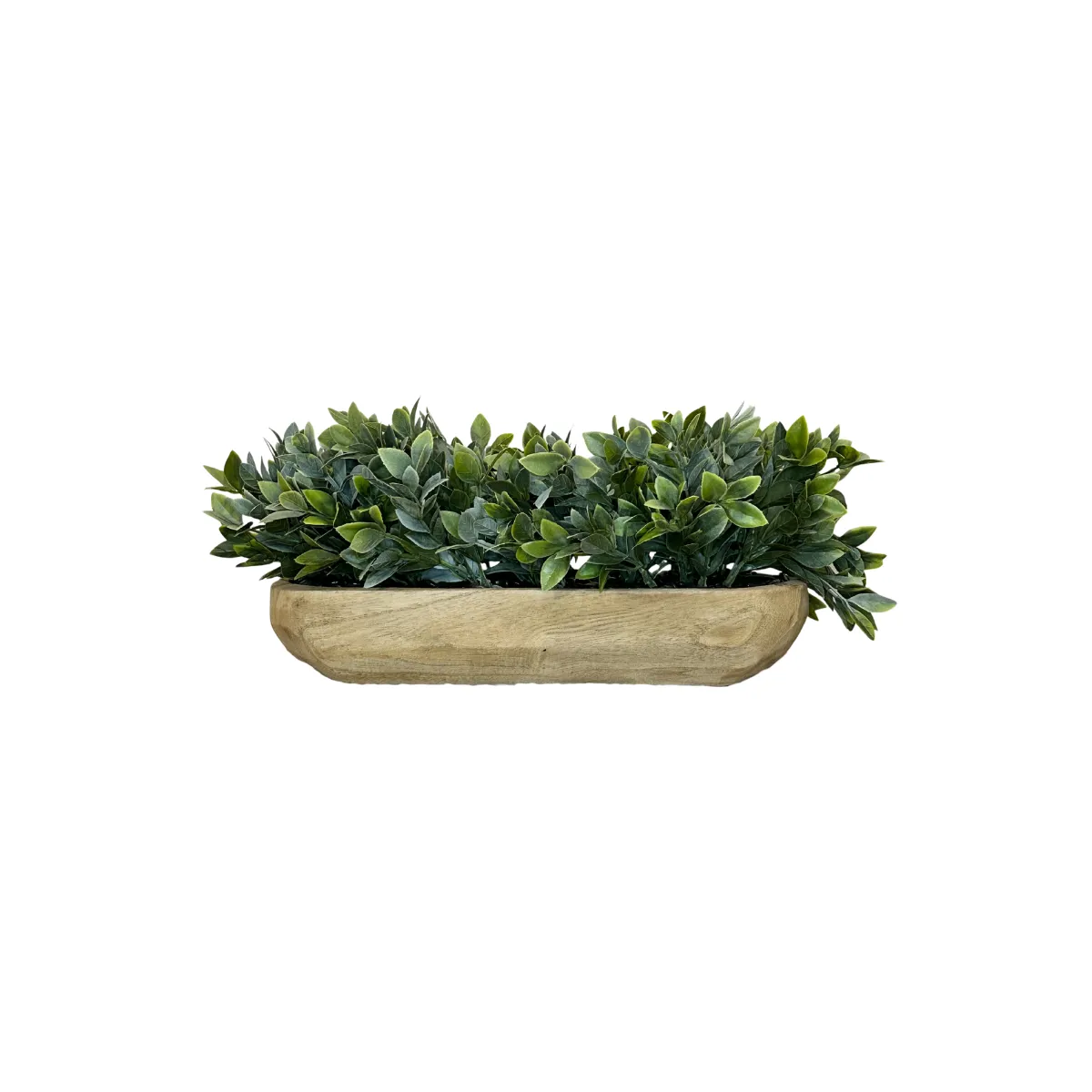 Low Faux Boxwood Trough in Natural Wood