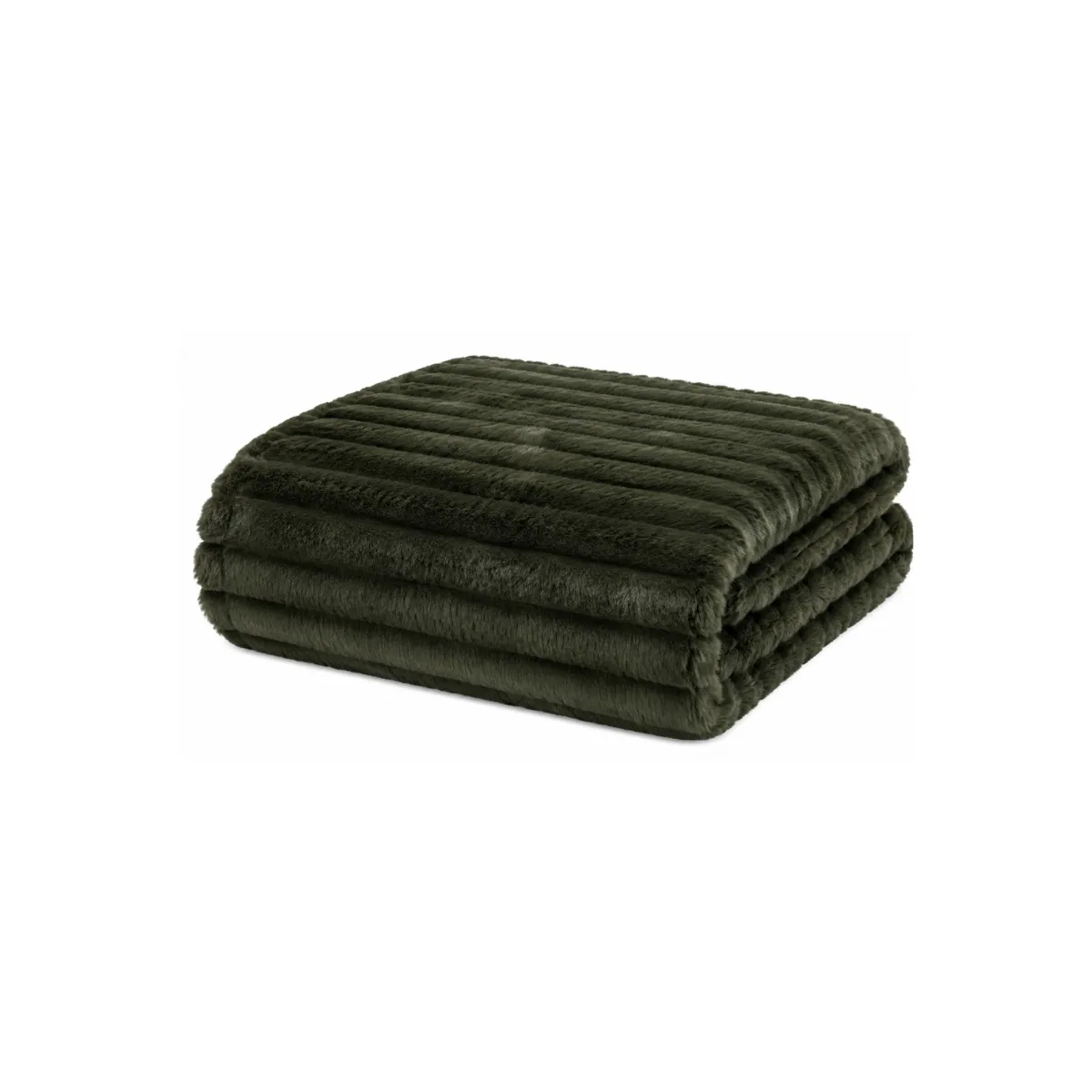 DARK GREEN FAUX FUR BLANKET