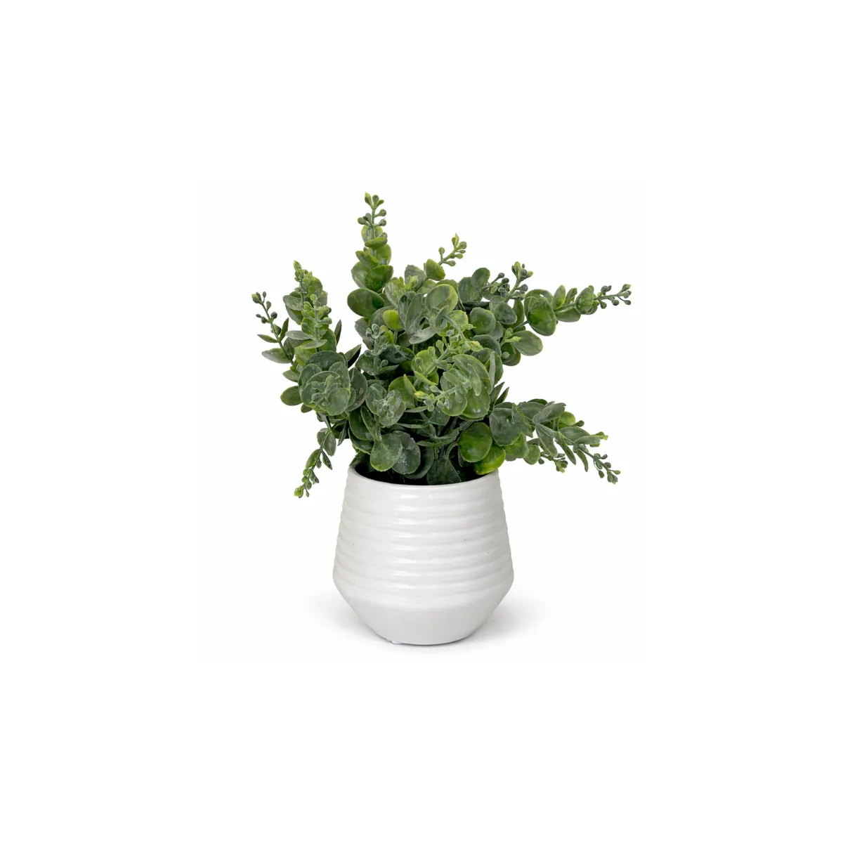LUSH GREENERY IN WHITE PLANTER