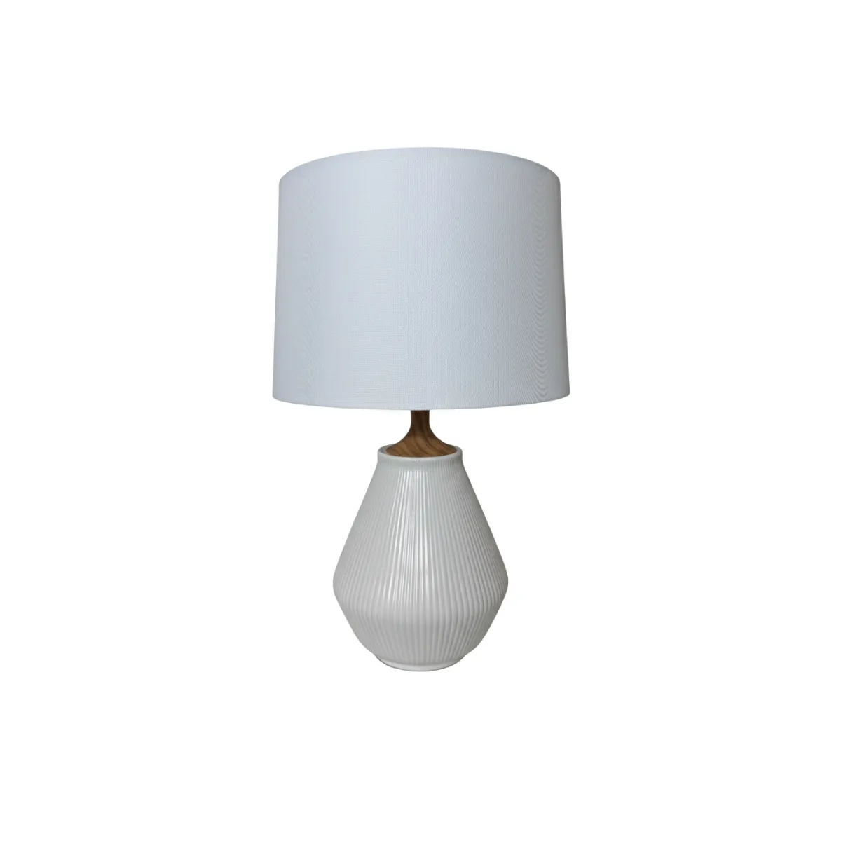 WHITE VERTICAL RIBBED TABLE LAMP