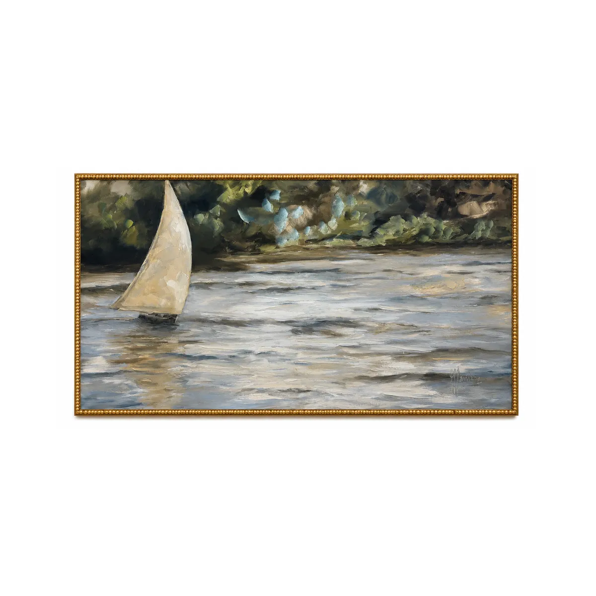 IMPRESSIONIST SAILBOAT ON CALM WATER