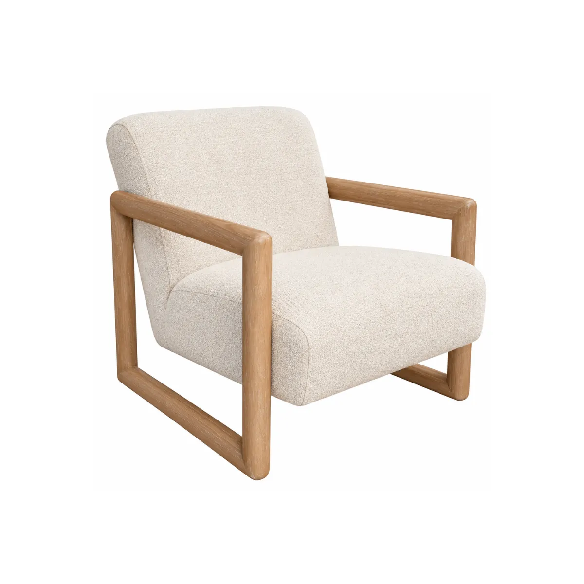 LOUNGE CHAIR - CREAM BOUCLÉ - BOXY OAK FRAME