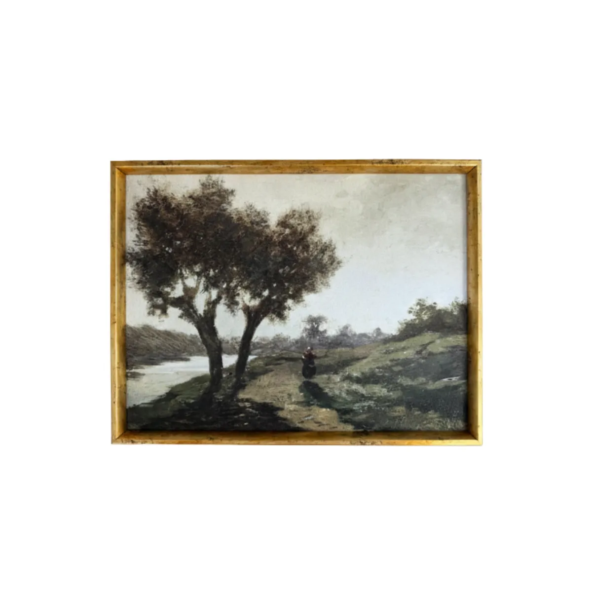 GREEN TREES WITH WALKING WOMAN PORTRAIT