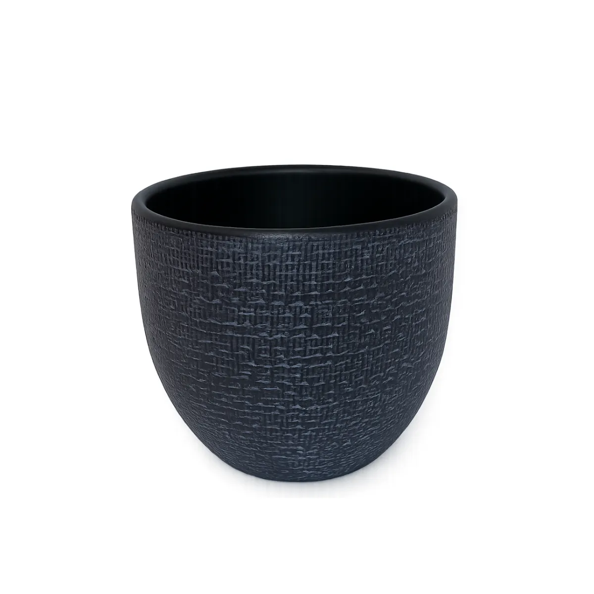 TEXTURED BLACK CERAMIC PLANTER POT