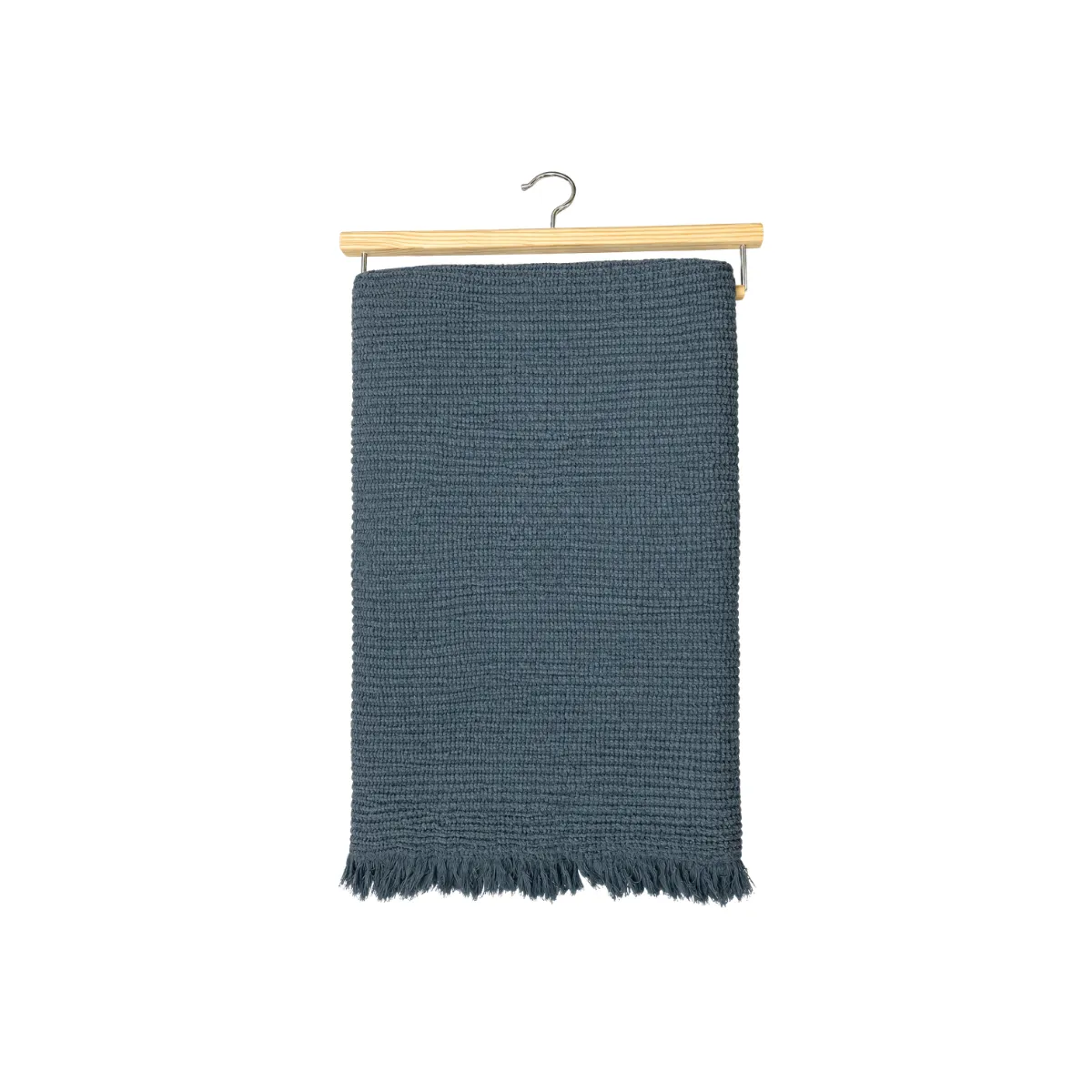 CHARCOAL GRAY TEXTURED FRINGE THROW BLANKET