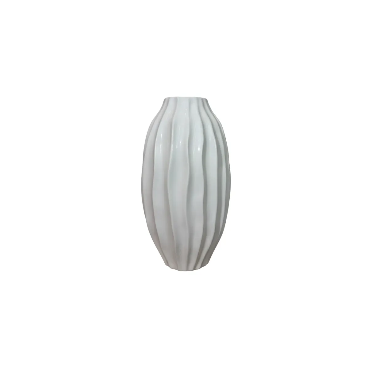 WHITE VASE WITH VERTICAL TEXTURE