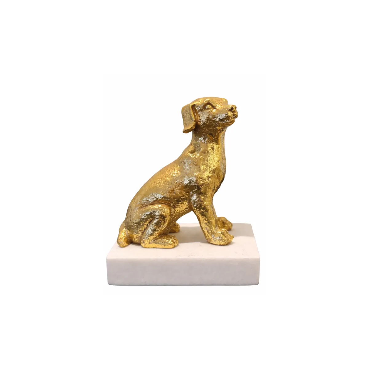 GOLD DOG SCULPTURE FACING RIGHT