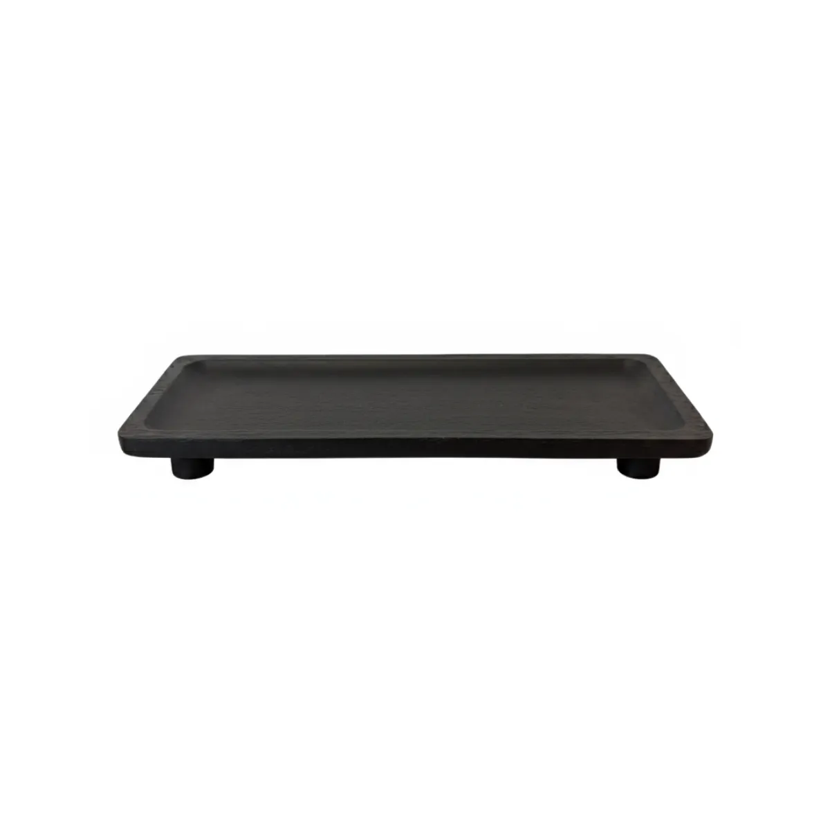 DECORATIVE BLACK WOOD TRAY WITH LEGS