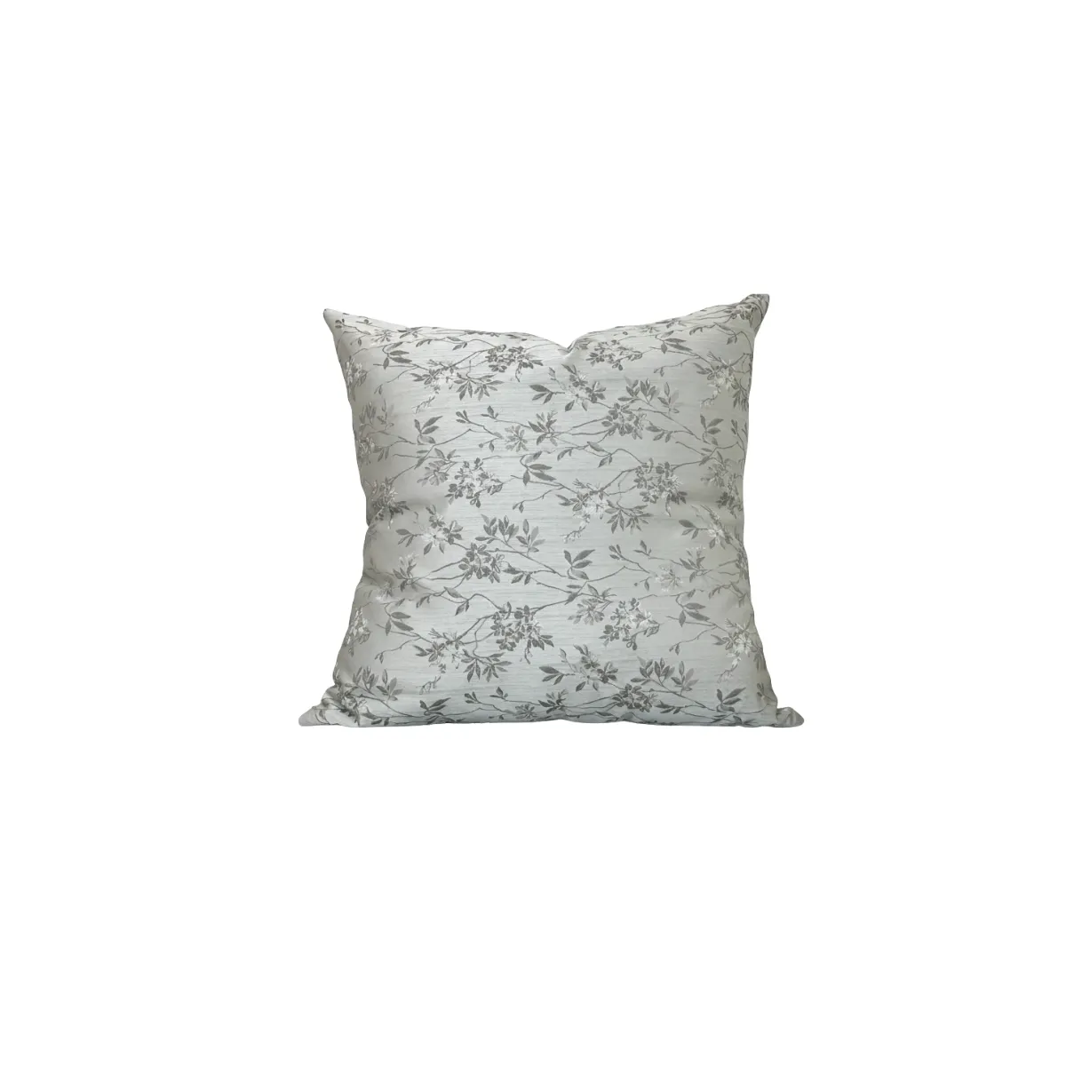 Large accent pillow satin grey with floral 