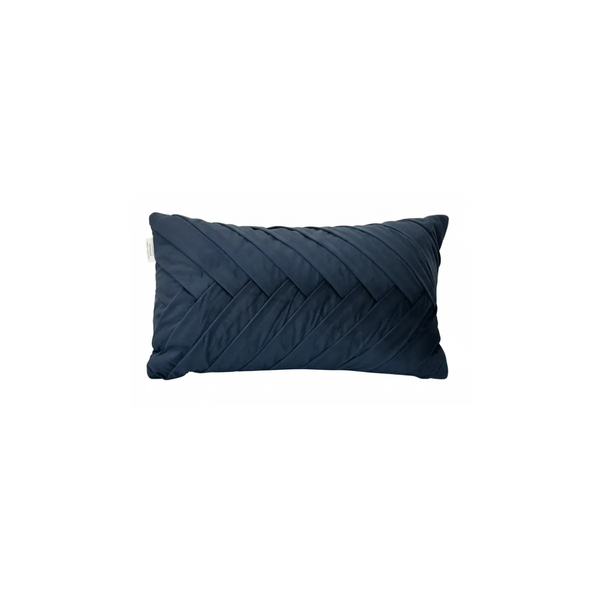 Navy blue satin velvet lumbar accent pillow