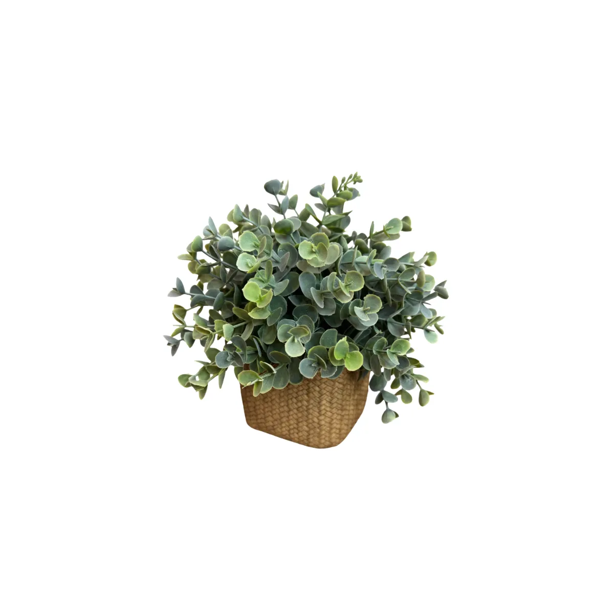 FAUX PLANT IN CERAMIC WOVEN-STYLE BASE