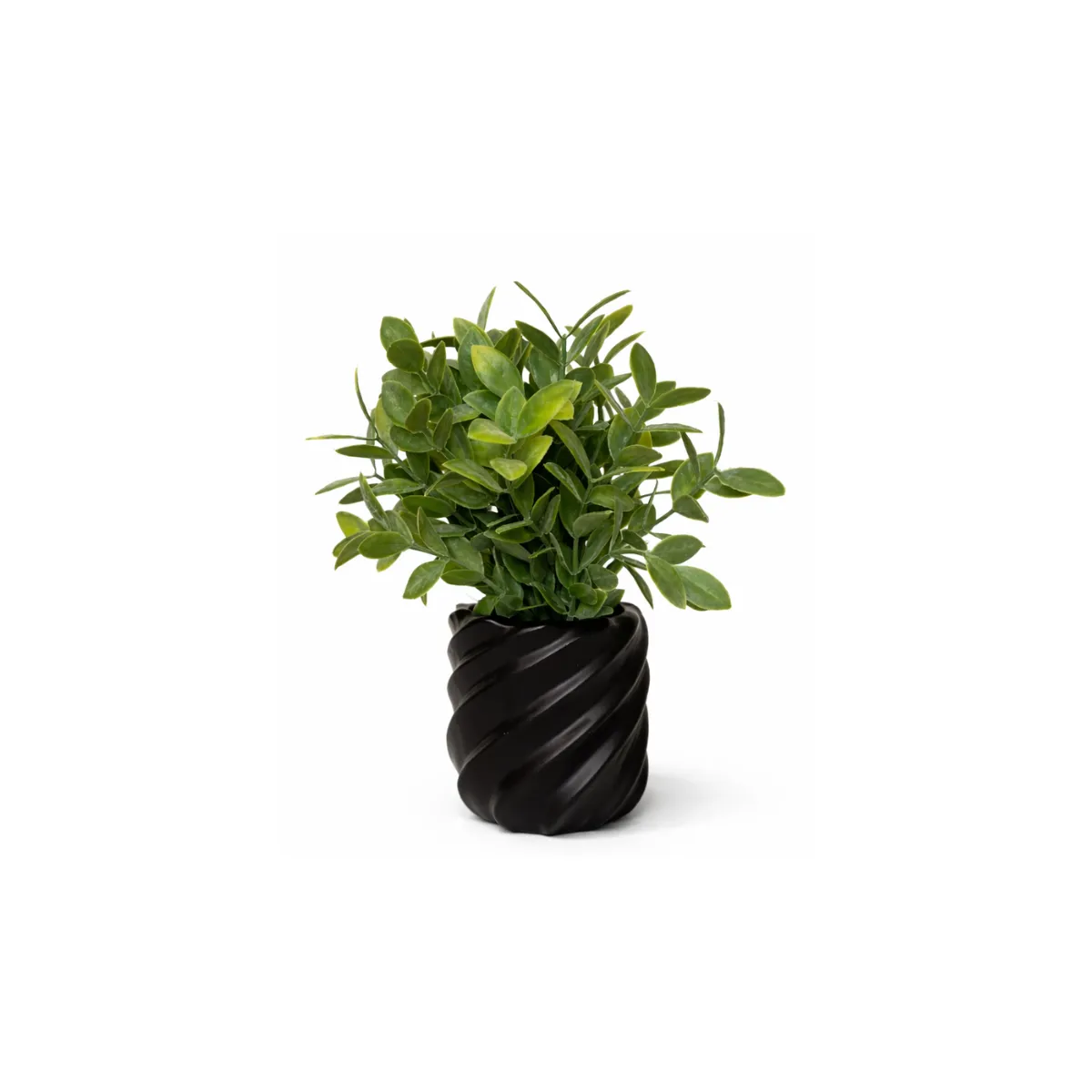 MINI FAUX GREENERY IN BLACK SWIRL POT