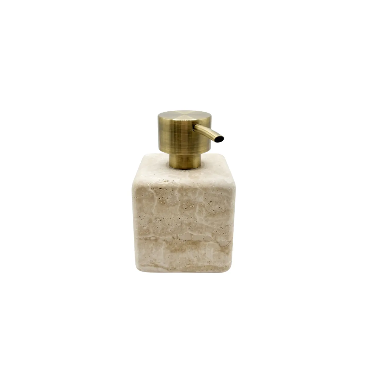 SOAP DISPENSER - CREAM MARBLE - BRASS PUMP, SMALL