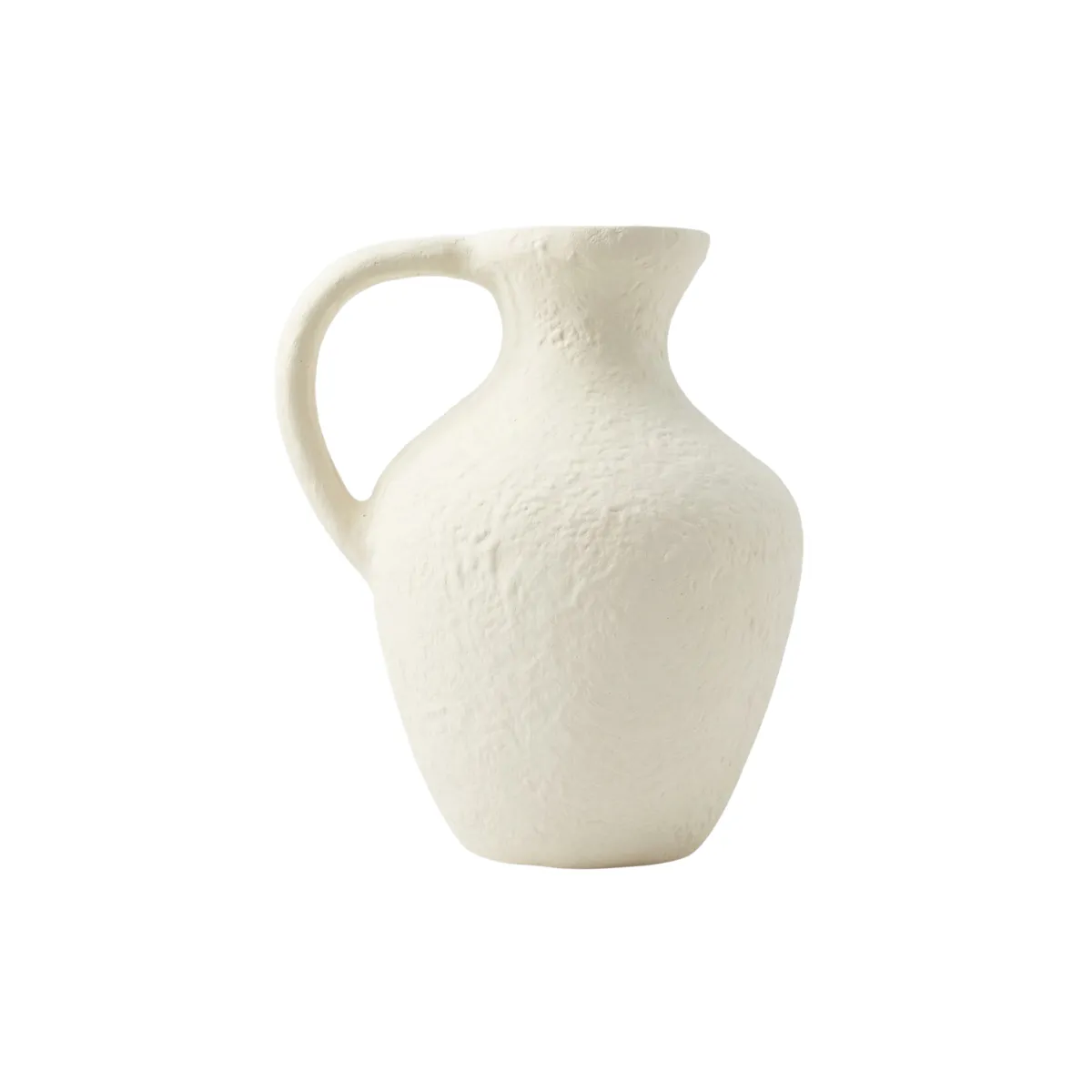 WHITE TEXTURED PITCHER VASE
