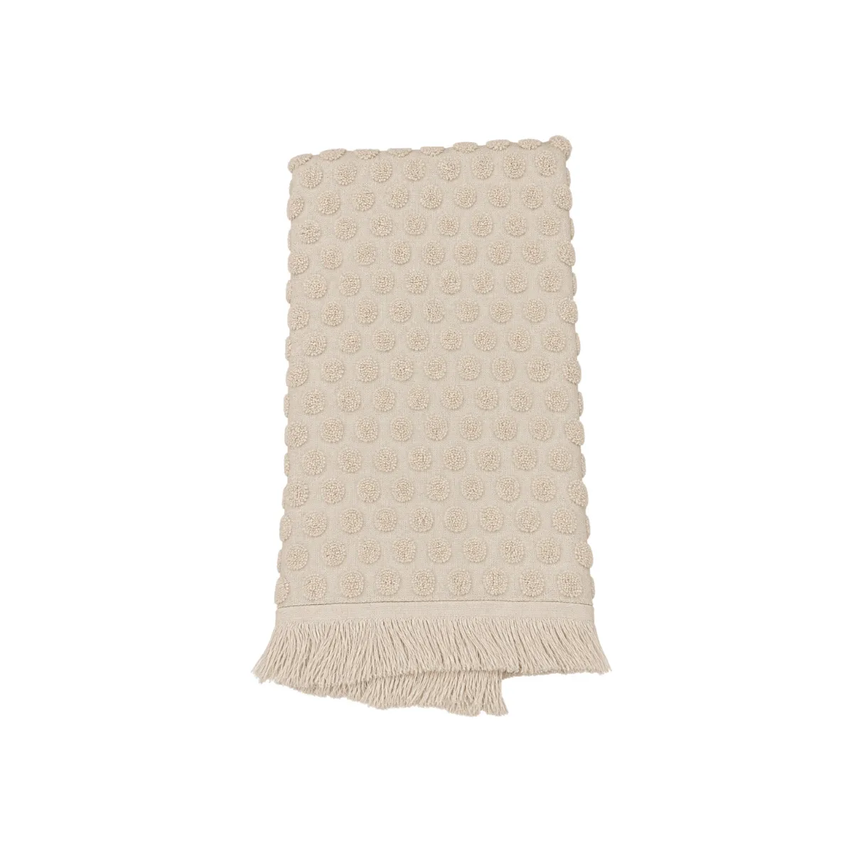 BEIGE TUFTED WITH FRINGE KITCHEN TOWEL
