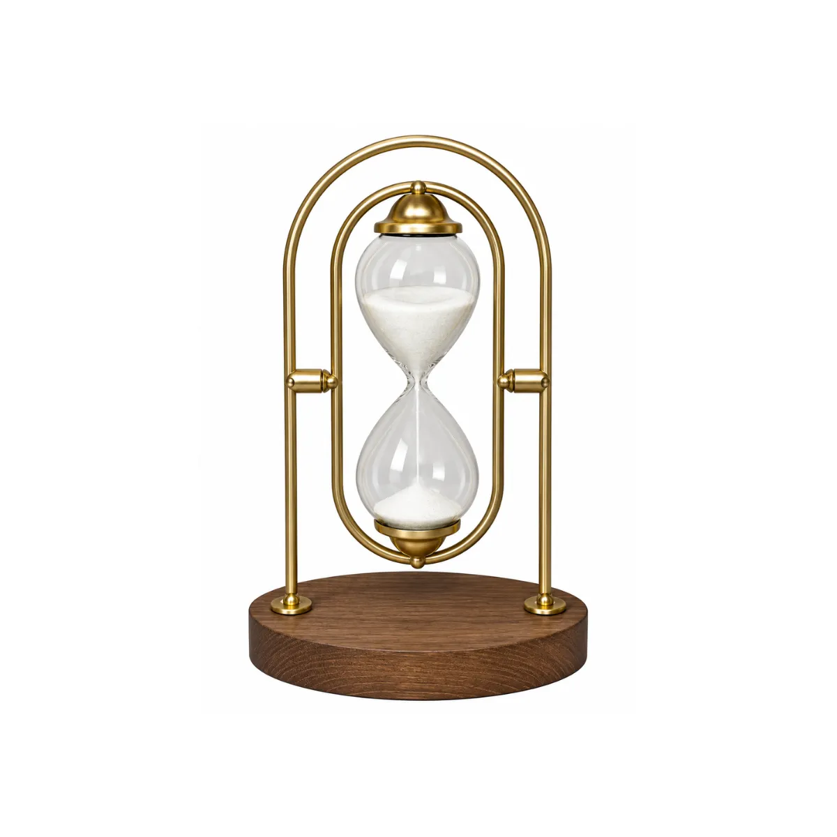 9"H HOURGLASS - GOLD FRAME - WOOD BASE