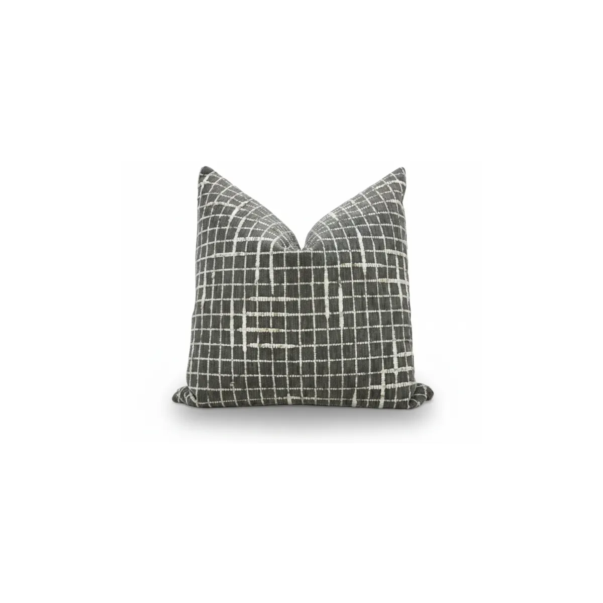 Grey and white grid throw pillow